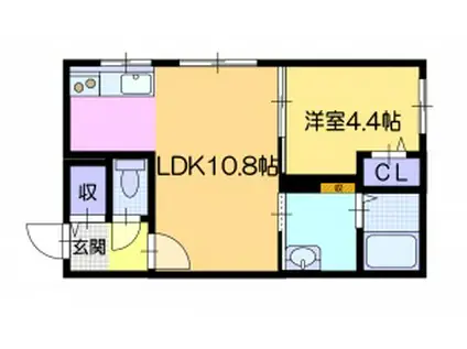 クラロス澄川(1LDK/3階)の間取り写真