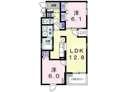 GRANDEURCUORE(2LDK/1階)の間取り写真