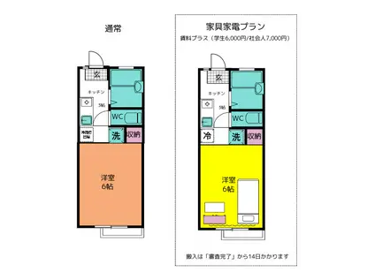 東武東上線 鶴ケ島駅 徒歩10分 2階建 築35年(ワンルーム/1階)の間取り写真