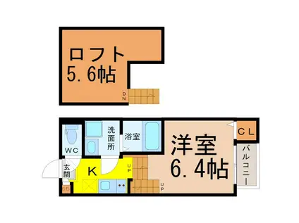 ETERNAL COURT TSURUMAIエターナルコートツルマイ(1K/2階)の間取り写真