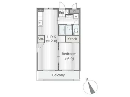 ベルテ玉川学園(1LDK/1階)の間取り写真