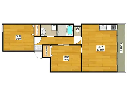 第一マンション寺直(2LDK/6階)の間取り写真
