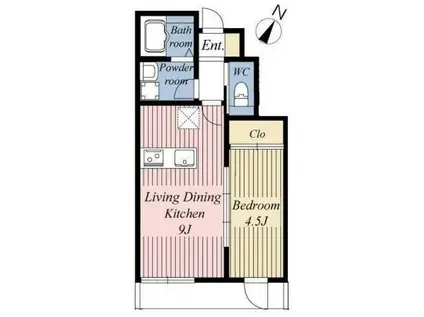 プラントグラスIII(1LDK/1階)の間取り写真