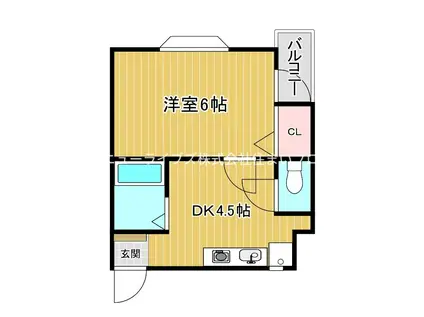 シャリエ城垣(1DK/2階)の間取り写真