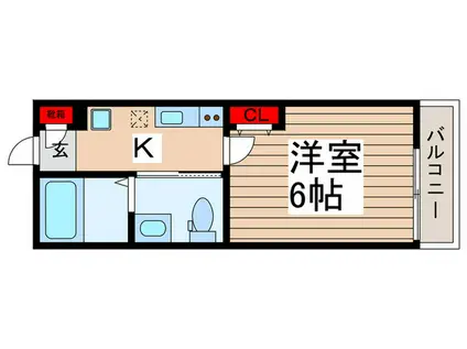ソルブラン松戸(1K/2階)の間取り写真