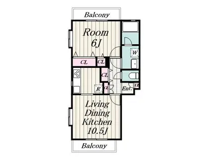 サニ-コートB棟(1LDK/2階)の間取り写真