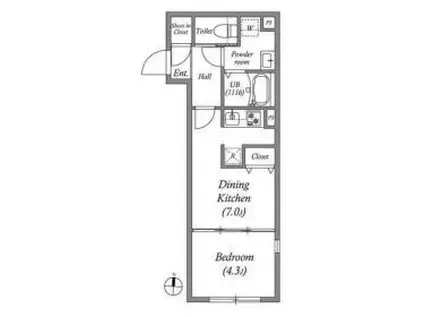 LUORE池上II(1DK/2階)の間取り写真