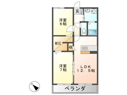 アレリア・レクレール(2LDK/1階)の間取り写真