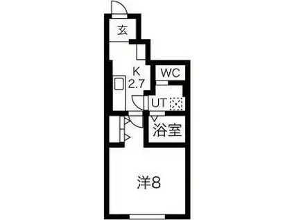 KINGDOM(1K/1階)の間取り写真