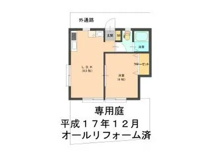 パーシモン(1LDK/1階)の間取り写真