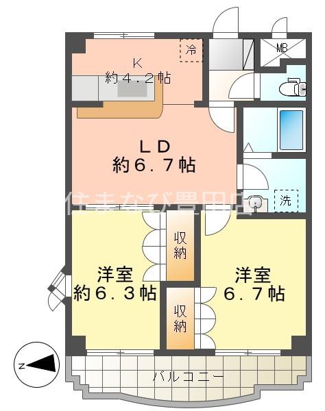 F・ロッシュ(2LDK/2階)の間取り写真