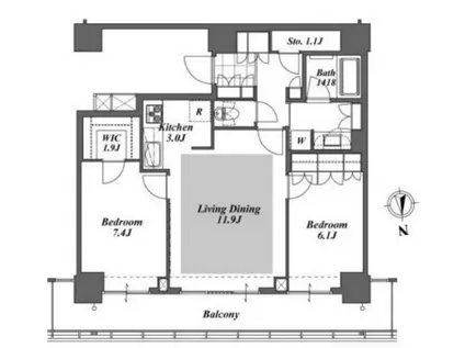 BRILLIA IST TOWER 勝どき(2SLDK/37階)の間取り写真