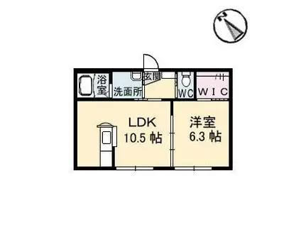 リッシュ安芸中野A棟(1LDK/1階)の間取り写真