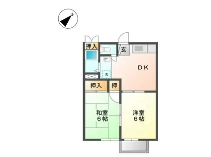 パークハイツ(2DK/2階)の間取り写真