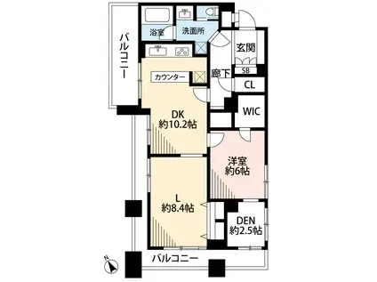 秀和第二南平台レジデンス(1SLDK/9階)の間取り写真