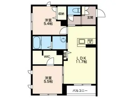 ブリリアント ペガサス(2LDK/3階)の間取り写真