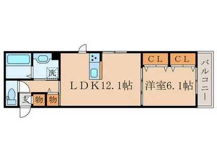 ジュメイラKYOTO2(1LDK/3階)の間取り写真