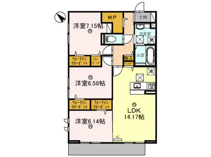 グラン セレーナ オオクボ(3LDK/1階)の間取り写真