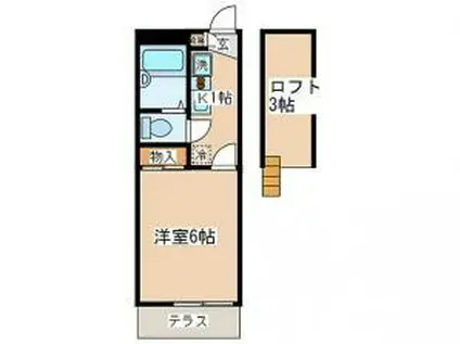 セレニテ入谷(1K/2階)の間取り写真