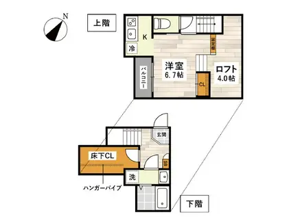 ADC花園パピーズ(1K/1階)の間取り写真