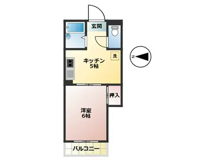 SSKビル(1DK/6階)の間取り写真