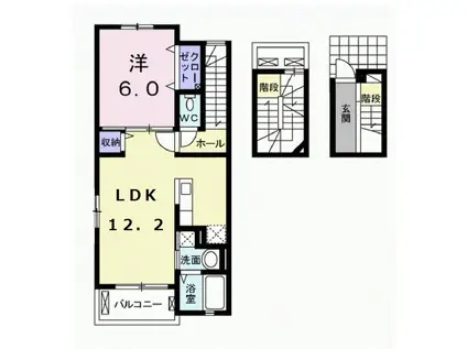 ディオース三島(1LDK/3階)の間取り写真
