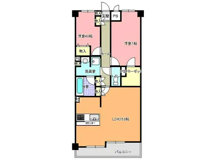 アルシェ見和(2LDK/5階)の間取り写真