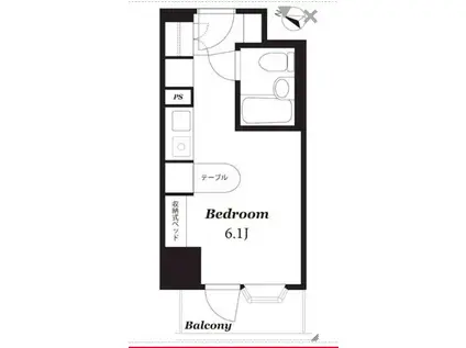 インペリアル南麻布サテライト(ワンルーム/1階)の間取り写真