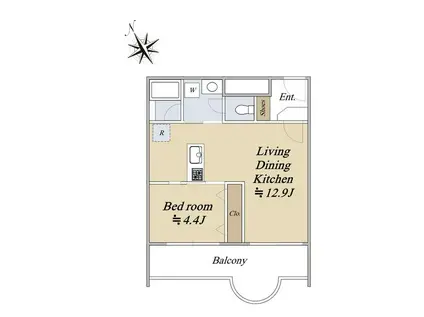 ヴィラ麻布(1LDK/3階)の間取り写真