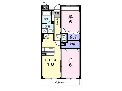 セゾン・フィオーレ(2LDK/2階)の間取り写真