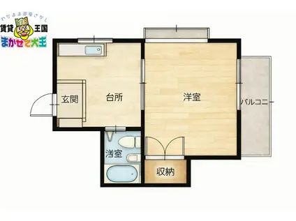 ツーエムビル勝山(1DK/4階)の間取り写真