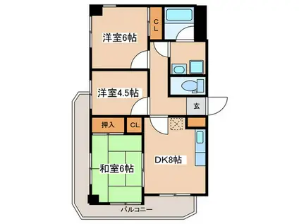 カーサ・リバブル(3DK/4階)の間取り写真