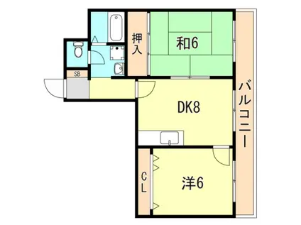 エスポワール森友(2DK/1階)の間取り写真