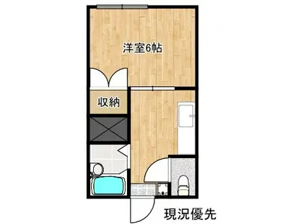 山本アパートII(1K/2階)の間取り写真