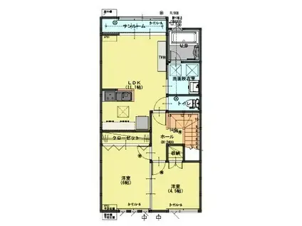 グランデ直江津駅前(2LDK/2階)の間取り写真