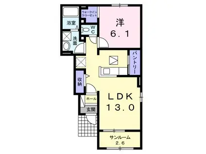 ブルーグラス(1LDK/1階)の間取り写真