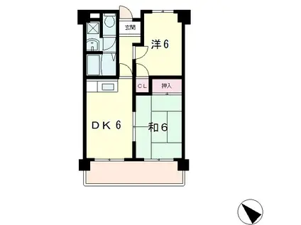 ニシムラエコノム野洲(2DK/2階)の間取り写真