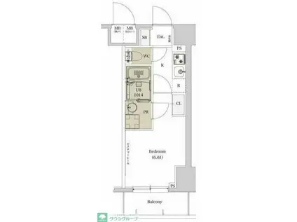 ディームス品川戸越II(1K/9階)の間取り写真