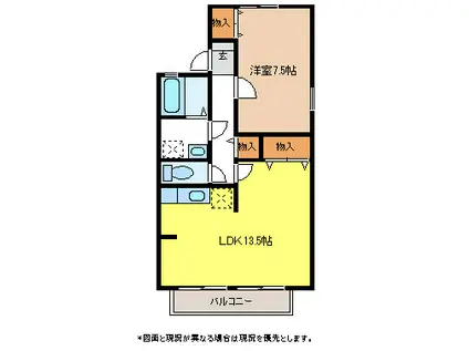 サン・フォレスト小林B(1LDK/1階)の間取り写真
