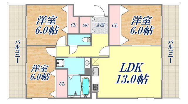 グリーンレジデンス須磨(3LDK/2階)の間取り写真