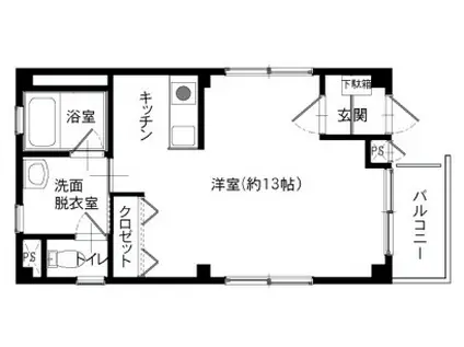 KIIパレス(ワンルーム/1階)の間取り写真