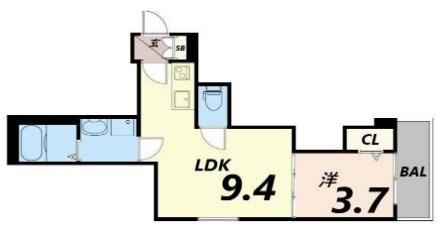 HABITASION京口(1LDK/1階)の間取り写真