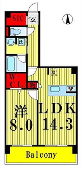 ロイヤルパークス梅島(1LDK/4階)の間取り写真