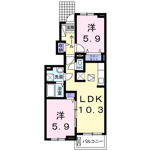 ルミナスしまだII(2LDK/1階)の間取り写真