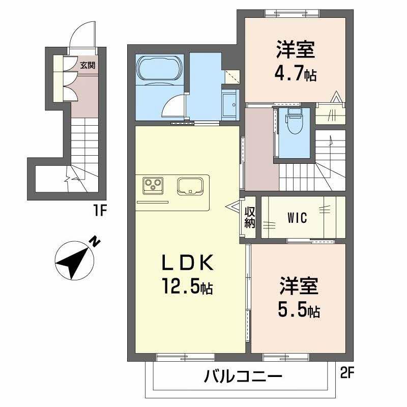 シャーメゾンにしむら(2LDK/2階)の間取り写真