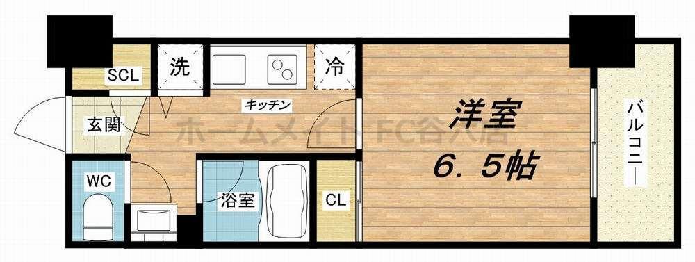 アスヴェル阿波座BLUE EARTH(1K/4階)の間取り写真