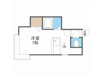 アイビーパレス13 A棟(1K/1階)の間取り写真