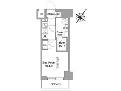 コンフォリア・リヴ横浜阪東橋(1K/8階)の間取り写真