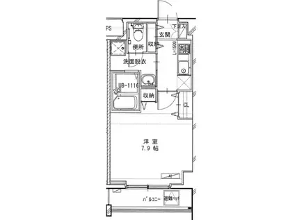 クレストコート八王子(1K/6階)の間取り写真