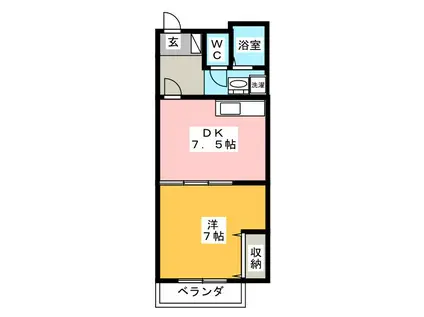 メゾン・アンジュ(1DK/2階)の間取り写真